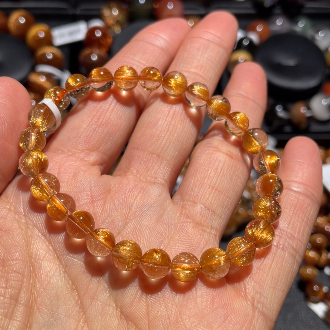 水晶手链未镶嵌麻****?发晶手链7mm左右