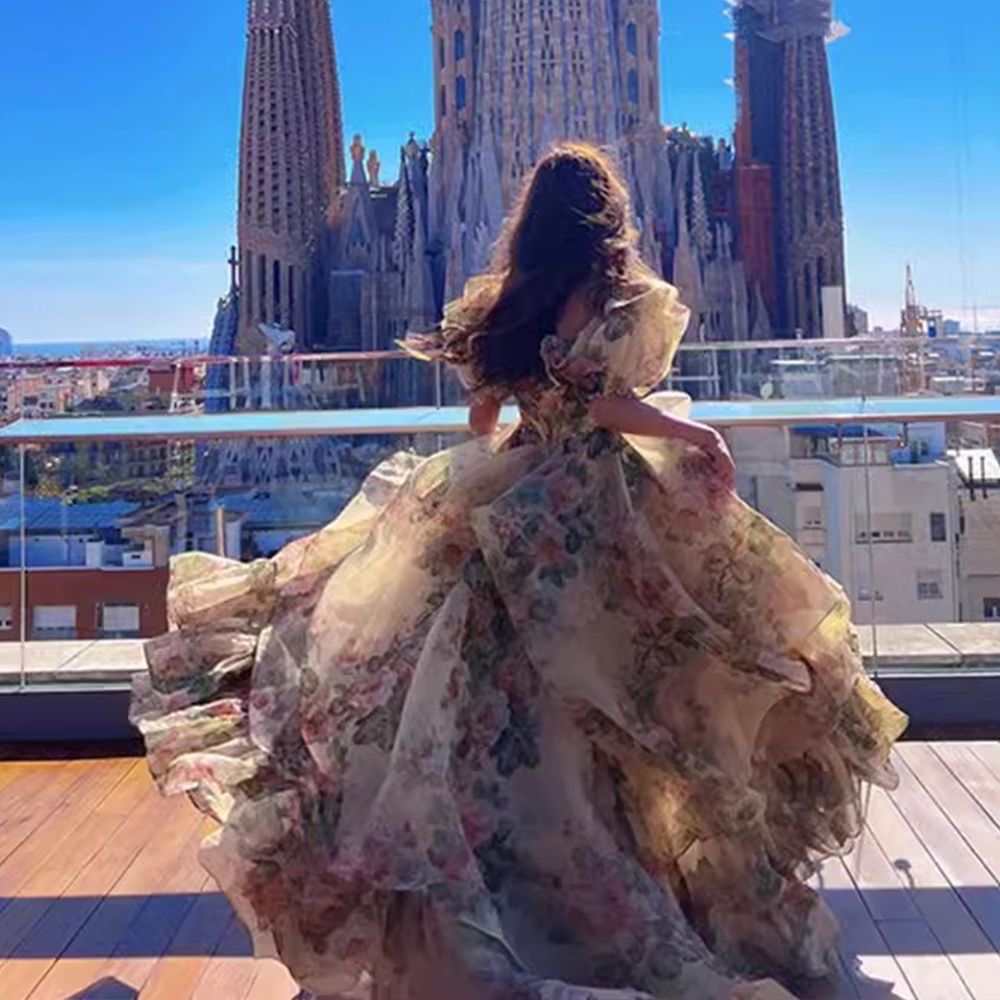 241-260重工烫钻大摆长款连衣裙