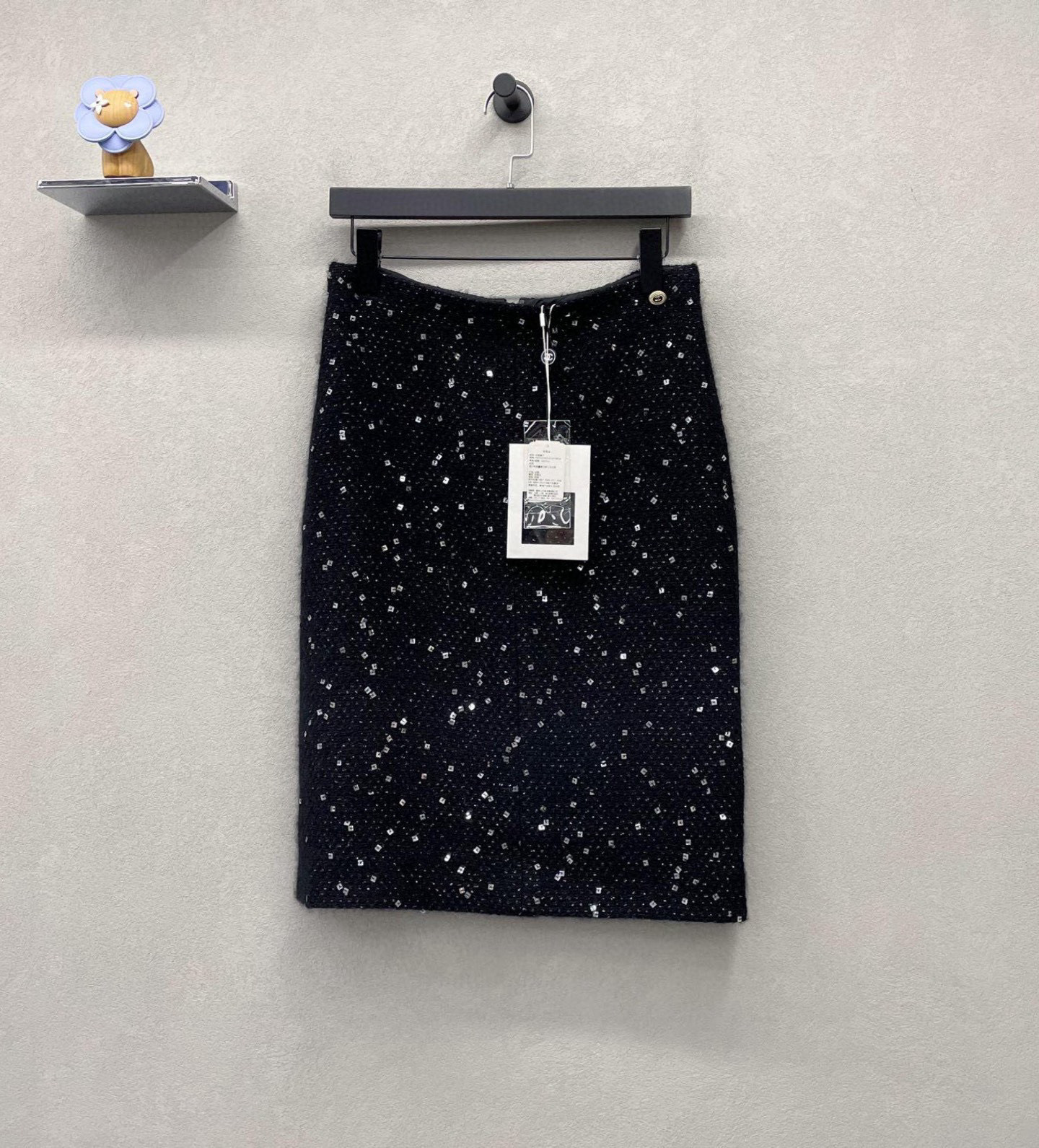 未使用 Chanel/香奈儿 黑色亮片半身裙女装/尺码36（腰围约74）时尚
