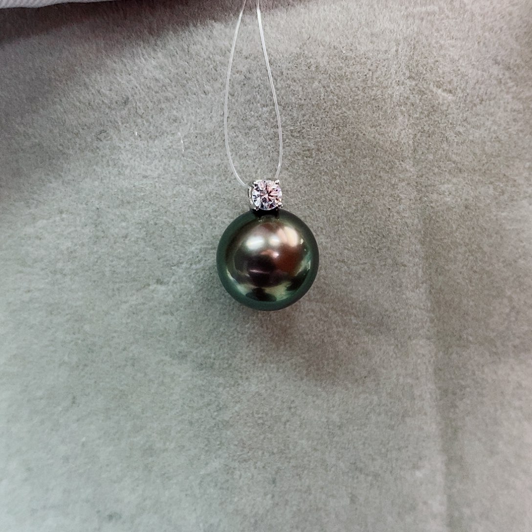 吊坠(不含链)18K金镶嵌海水珍珠10-11