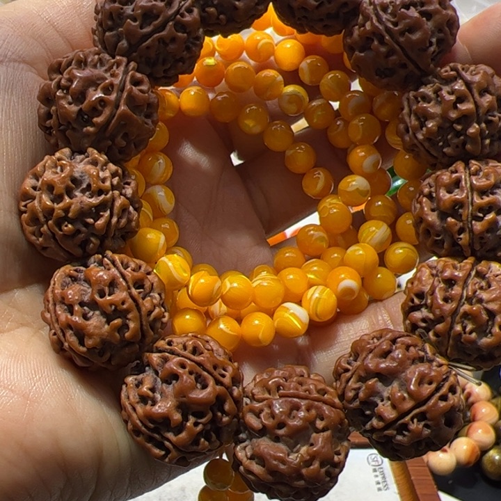 核桃手串/手链0.75/108金黄大白