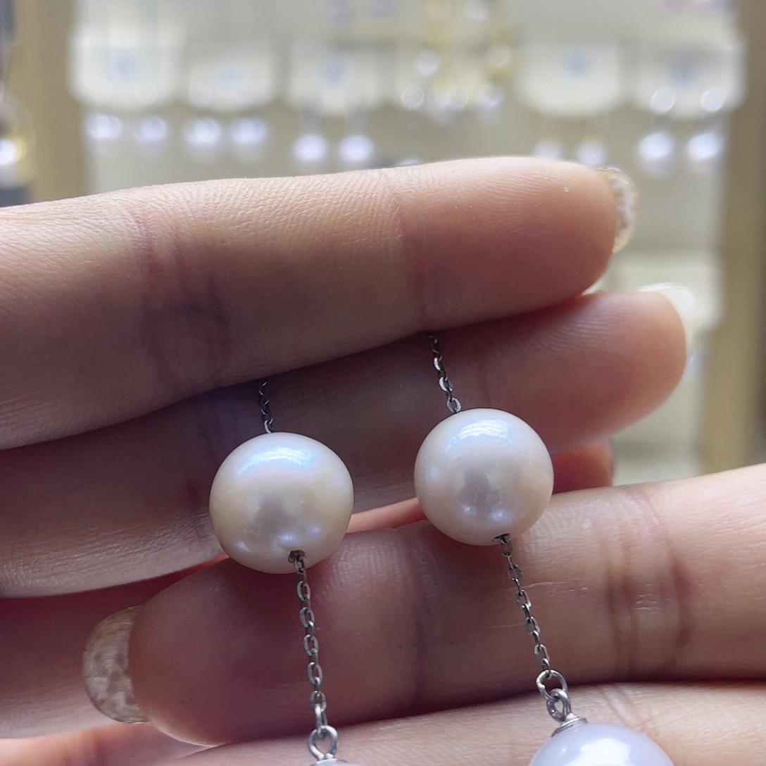 淡水珍珠耳饰银S925镶嵌