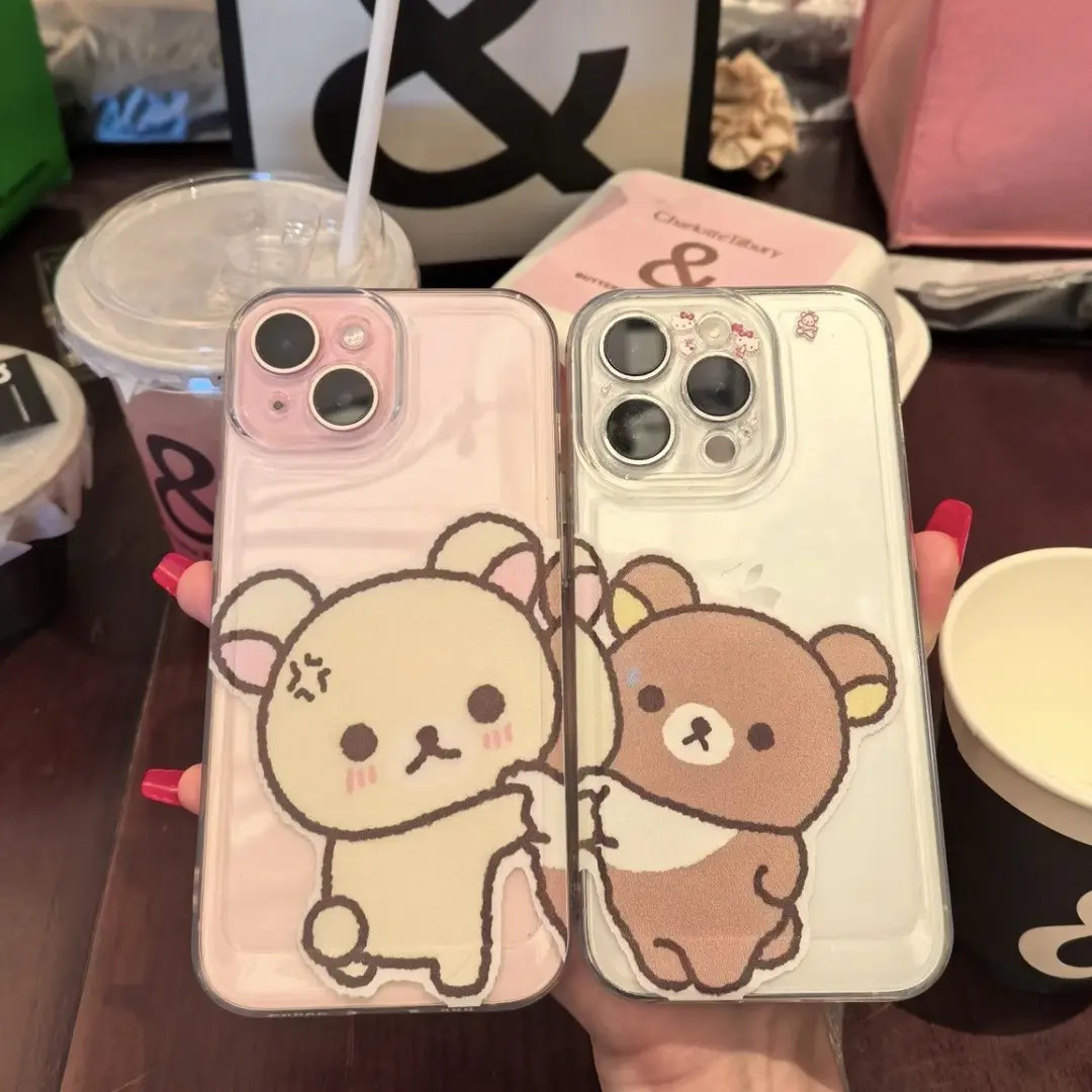 轻松熊情侣壳适用iphone17Promax华为P70vivo小米全包手机壳透明