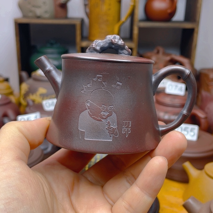 紫砂茶壶紫砂壶铁血红砂130cc柱础
