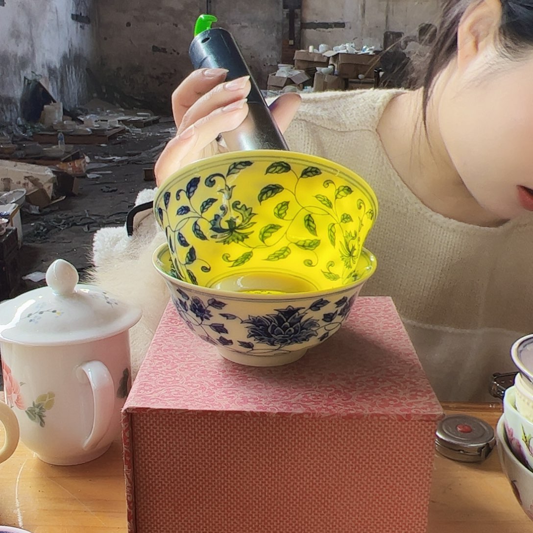 摆件陶景德镇黄xixi4.75寸碗2个（画面不选）