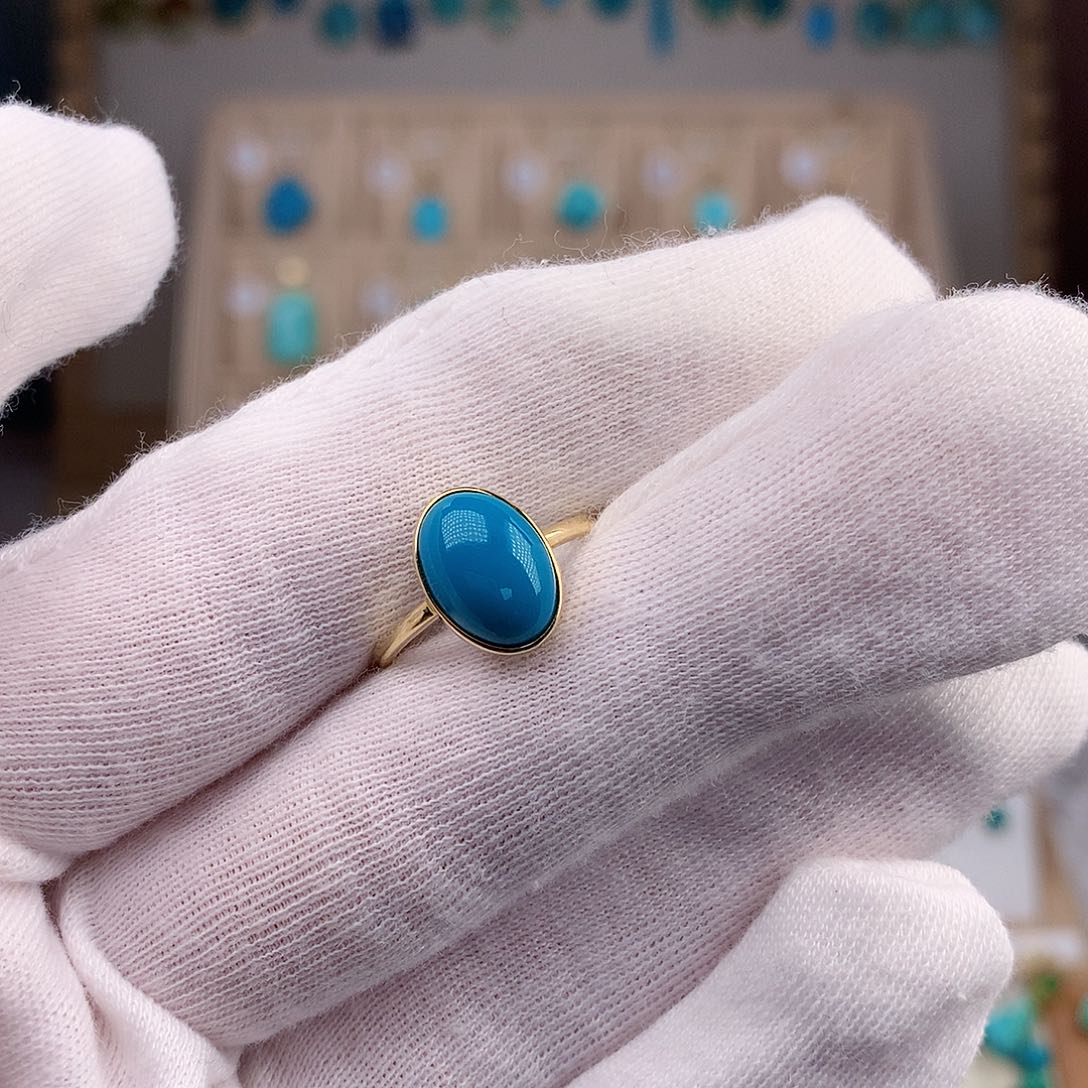 绿松石戒指18K金镶嵌小****8