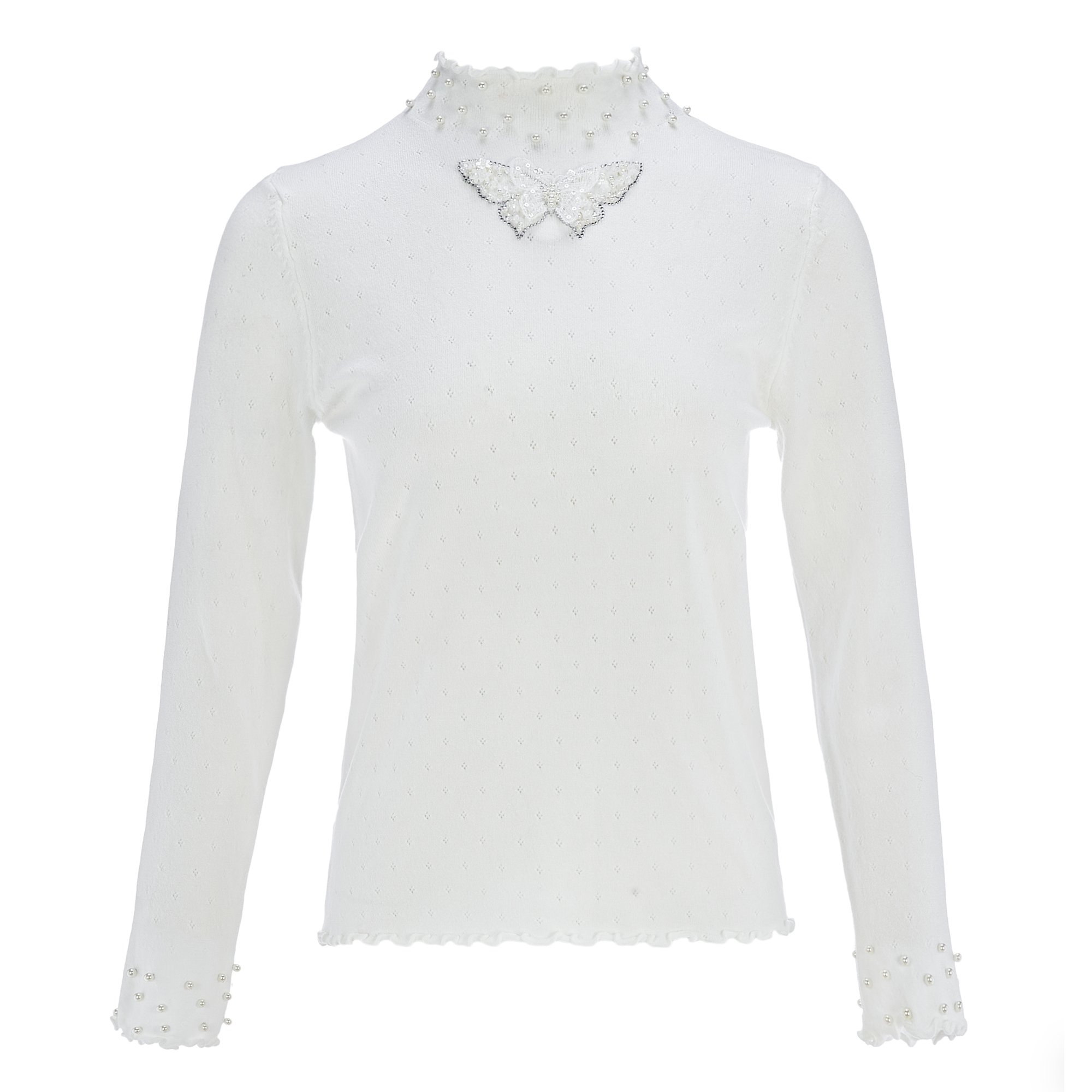 MeByMarieElie【鹏游蝶梦】木耳边蝴蝶钉珠毛衫EAF44E78720