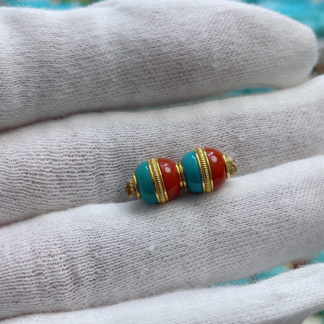 绿松石珠宝奇石18K金镶嵌