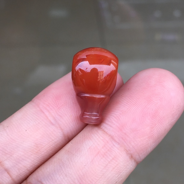 天然南红玛瑙柿子一体三通佛头文玩配饰尺寸11.3*11.5*19.3