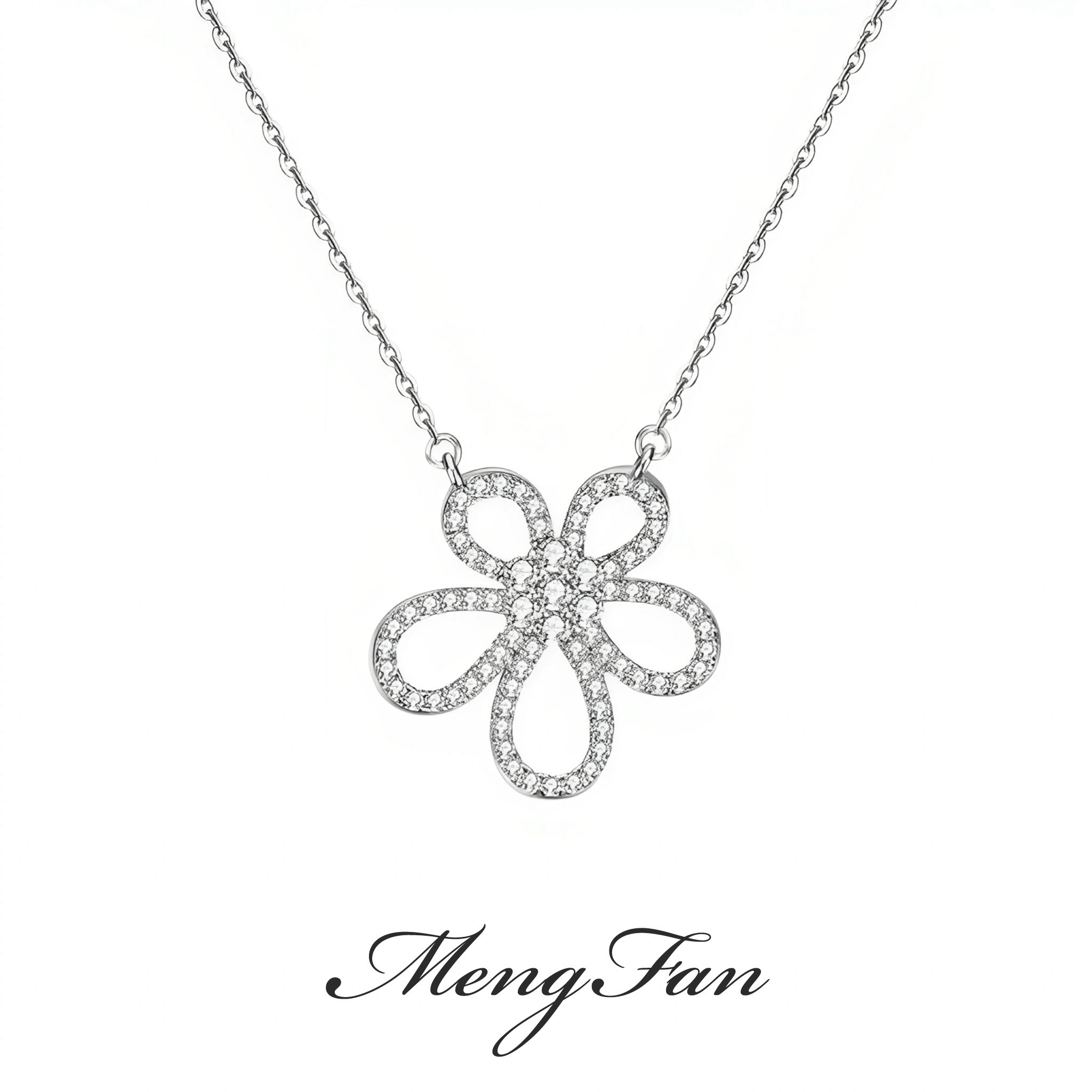 合金吊坠 【梦梵轻奢】太阳花项链满钻大花吊坠锁骨链MF14