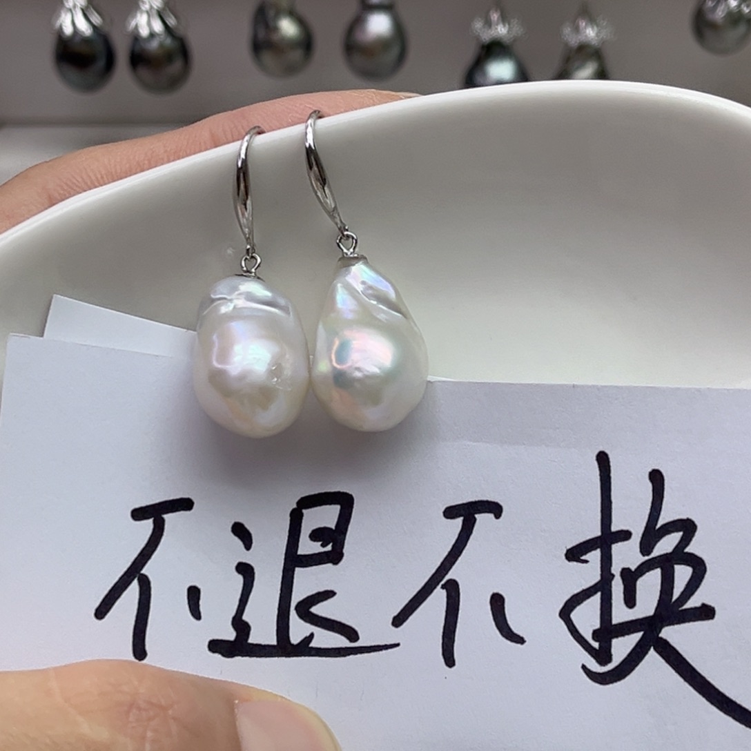 淡水珍珠耳饰银S925镶嵌