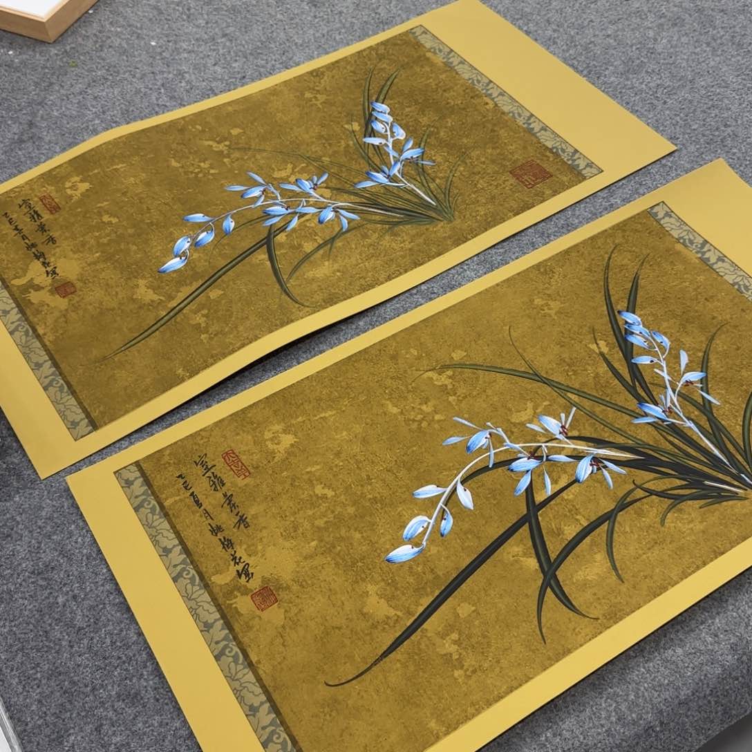 国画一笔两色立体兰花