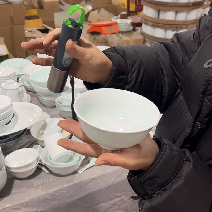 瓷片正德5英寸青色米饭碗六个微瑕包邮