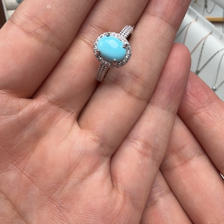 绿松石银S925镶嵌戒指