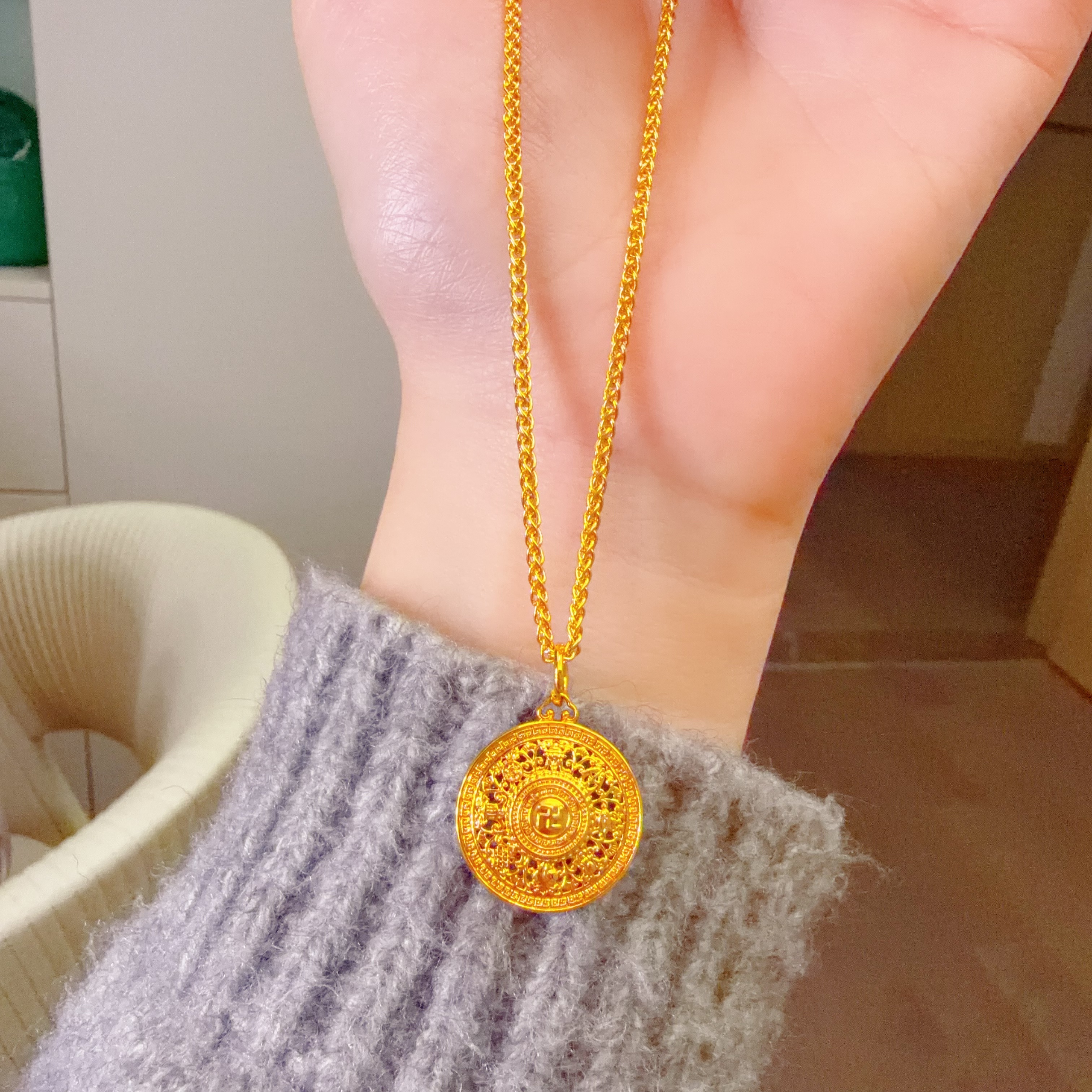 项链 项链 肖邦链配20面宽罗盘