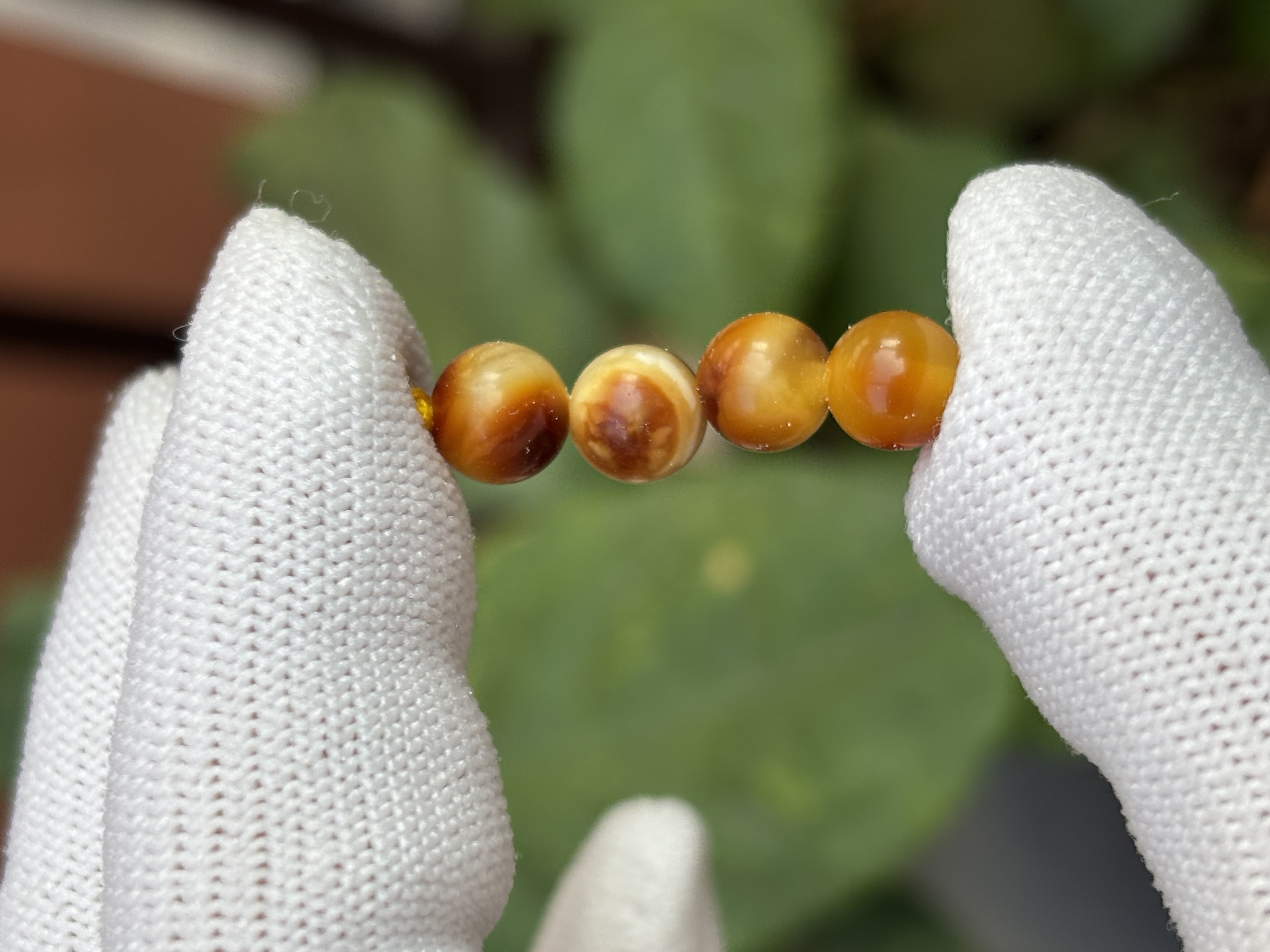 5451天然蜜蜡琥珀沁色圆珠7.3mm