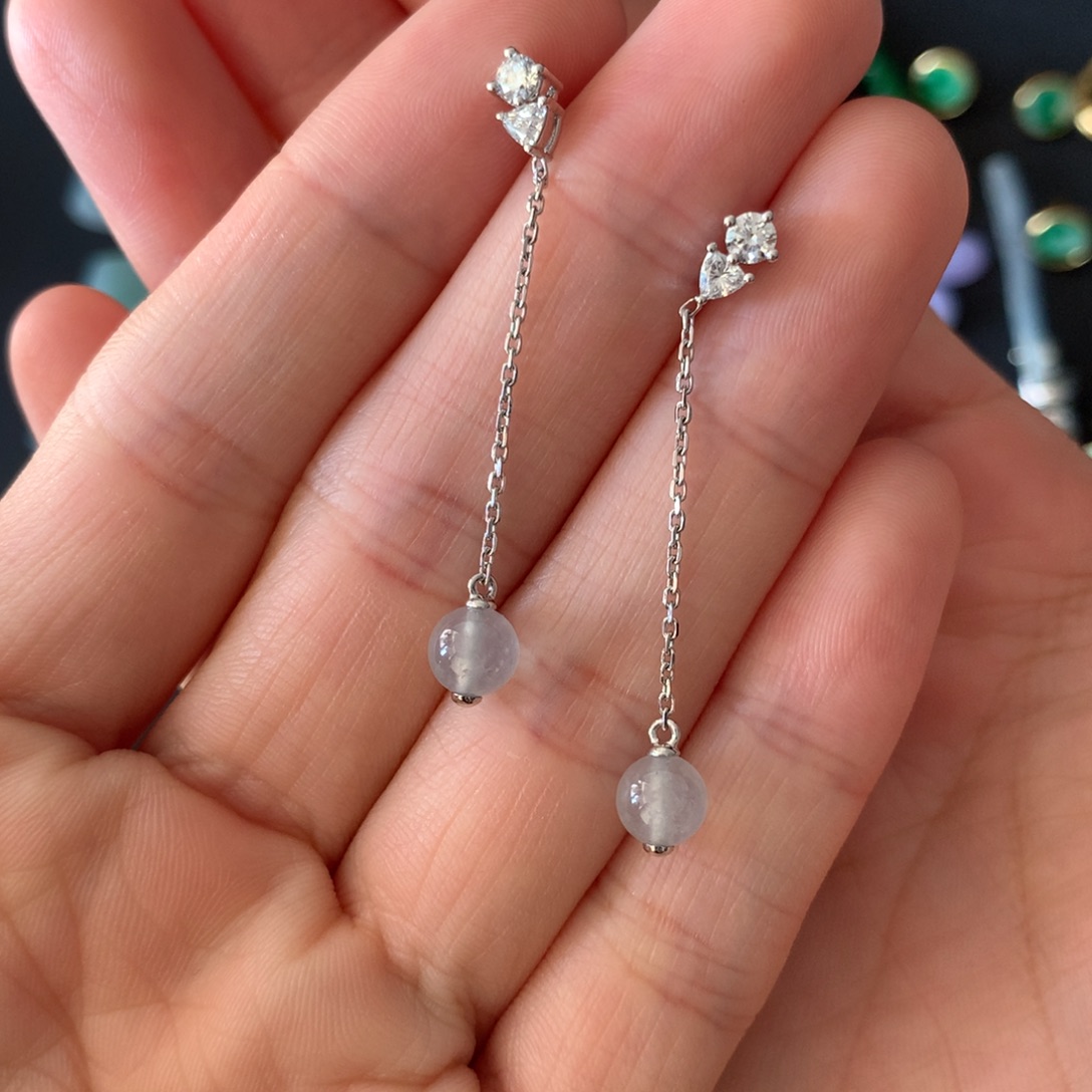 翡翠18K金镶嵌耳坠