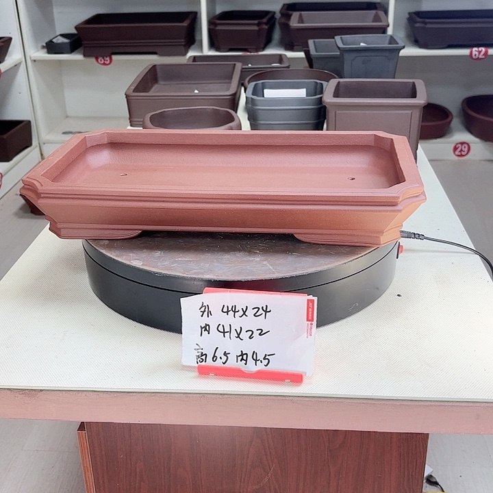 紫砂花盆浅切角小