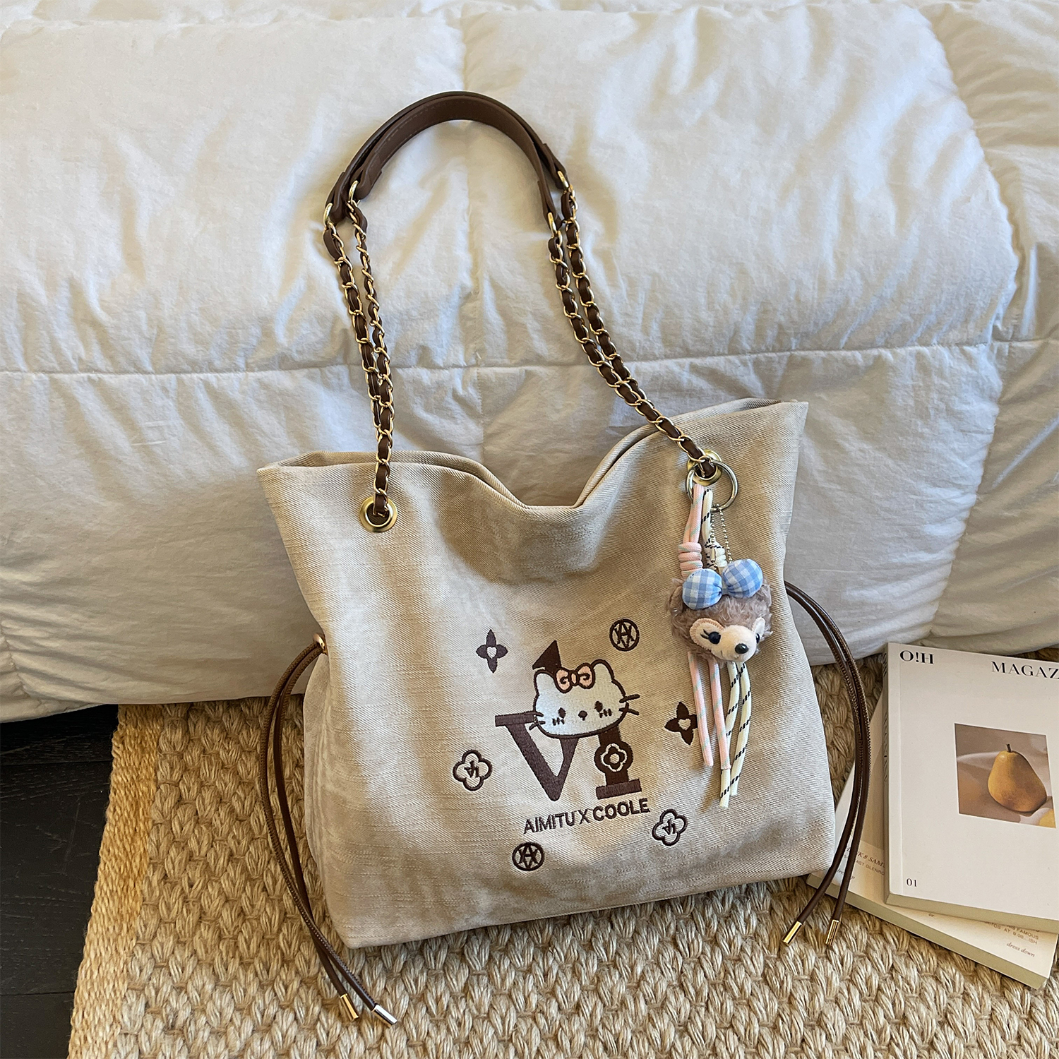 艾米兔女包2025新款简约日常通勤潮流大容量小众休闲单肩斜挎包