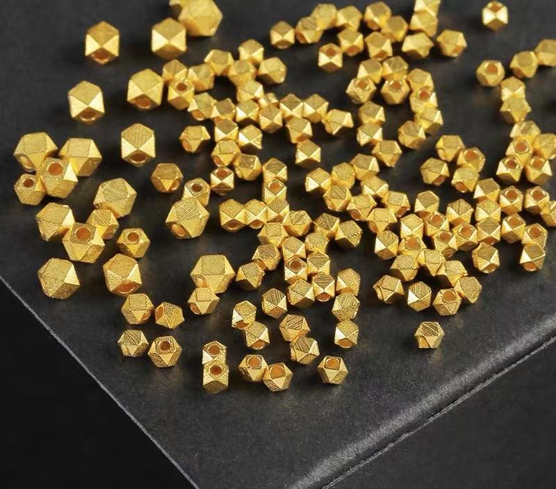 18k金手工古法金八角珠隔珠散珠diy饰品手链串编绳配件材料
