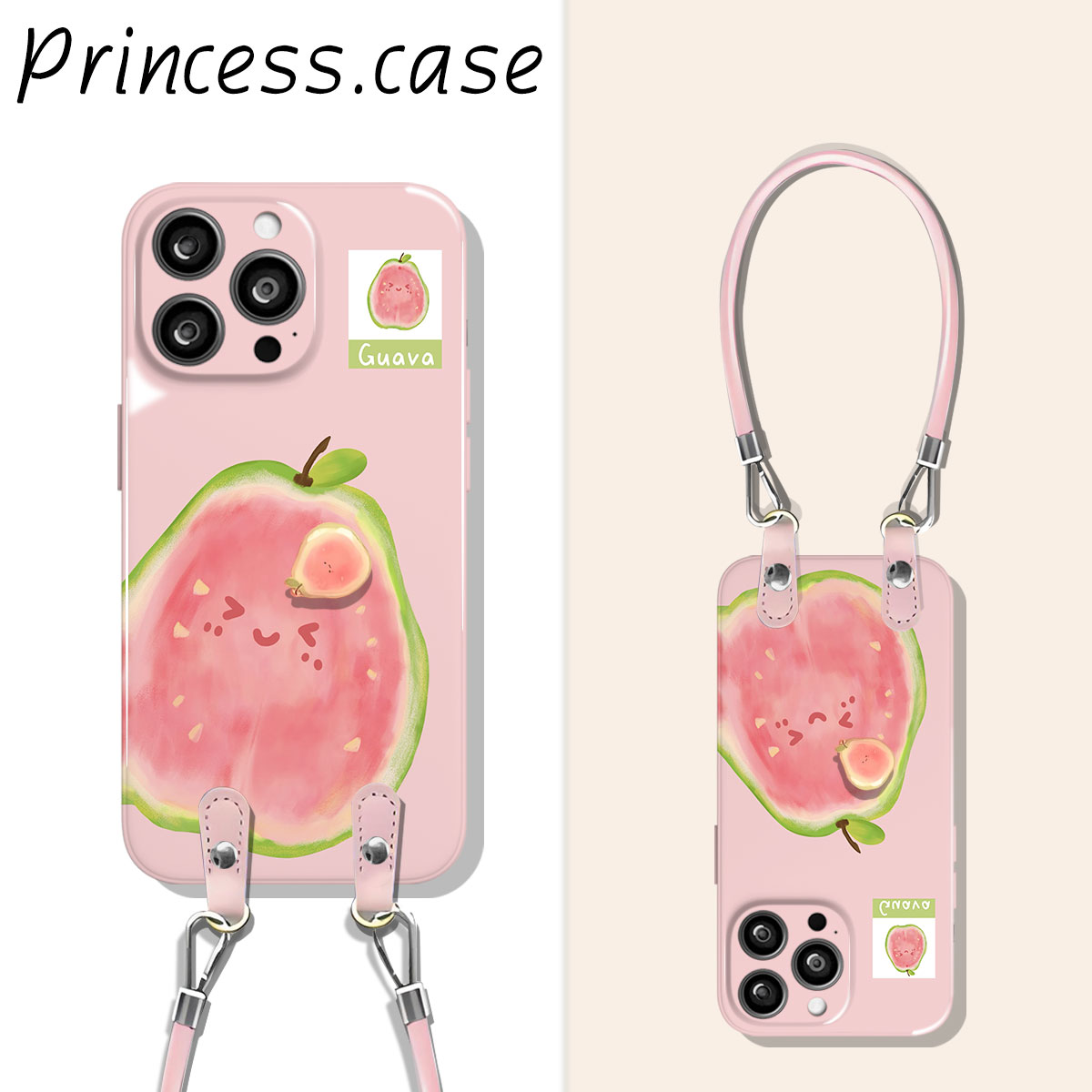 可爱高颜值芭乐粉适用苹果15/16Pro/16ProMax菲林软壳挂绳手机壳