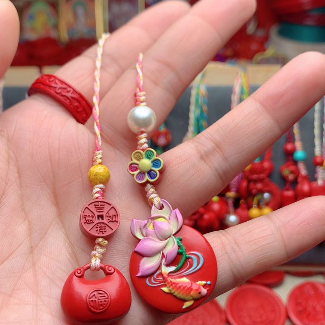 天然辰砂工艺品朱砂手机坠