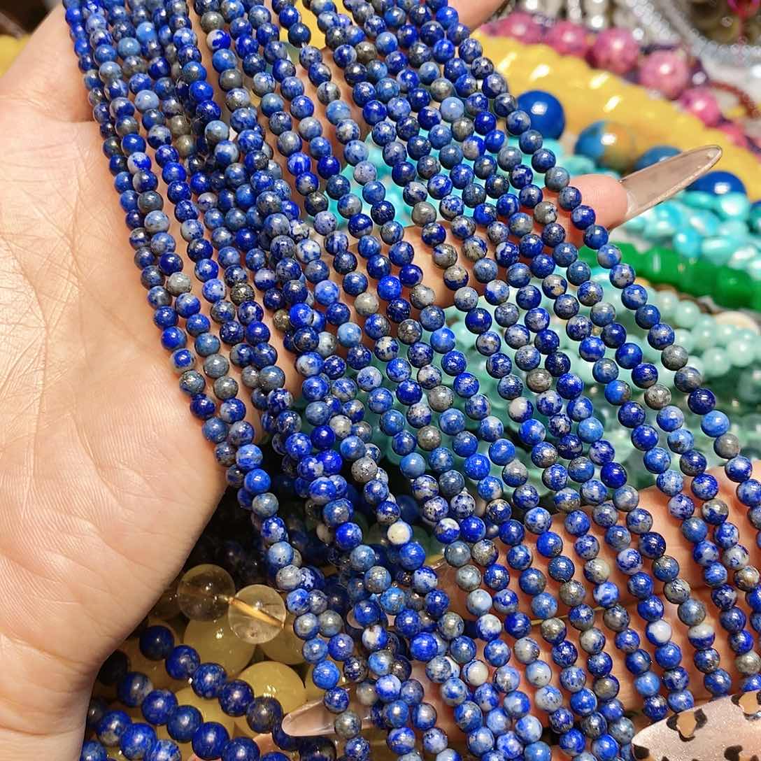 玛瑙/玉髓散珠天然青金4mm一条