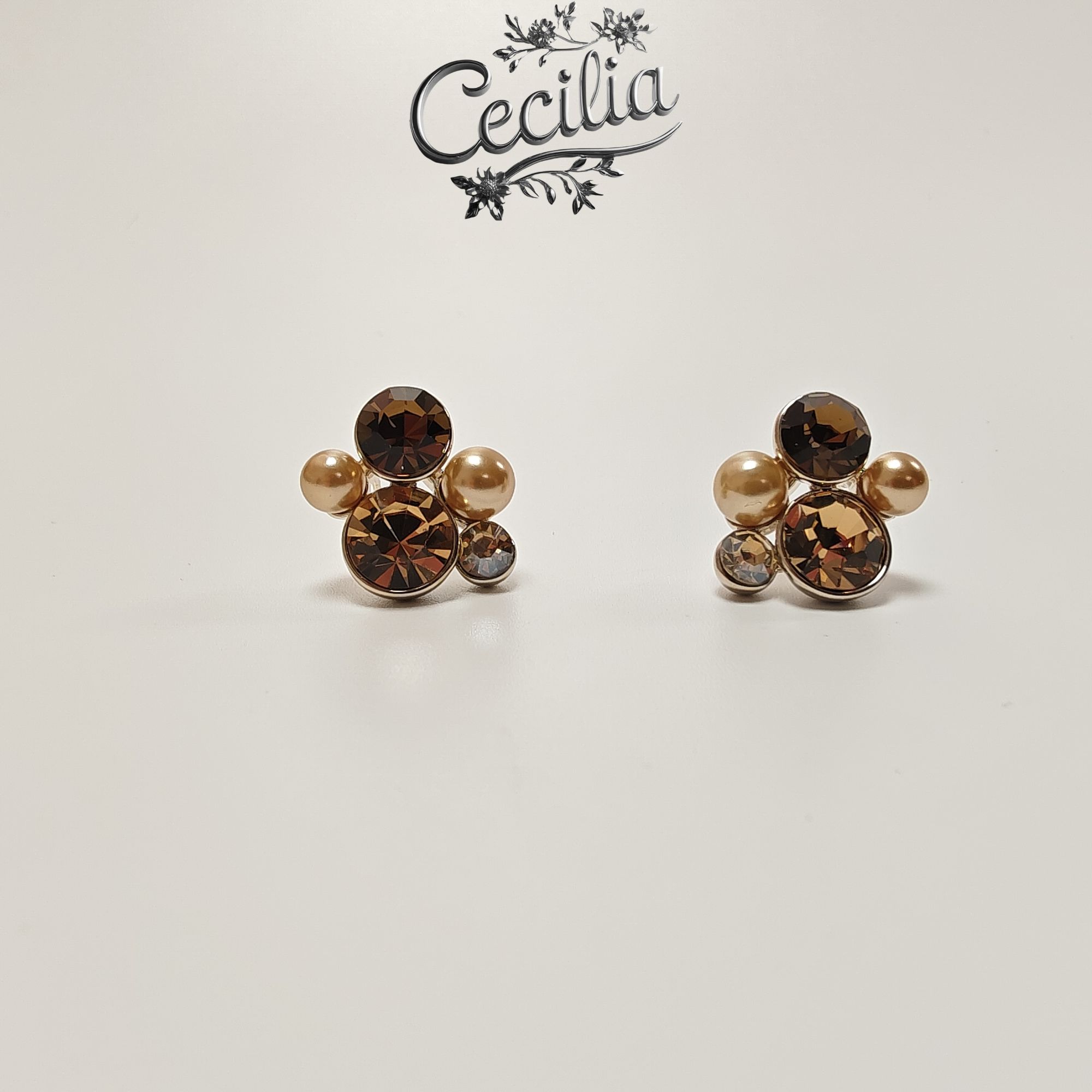 铜合金锆石耳饰 Cecilia时尚休闲百搭高定耳钉D-E32