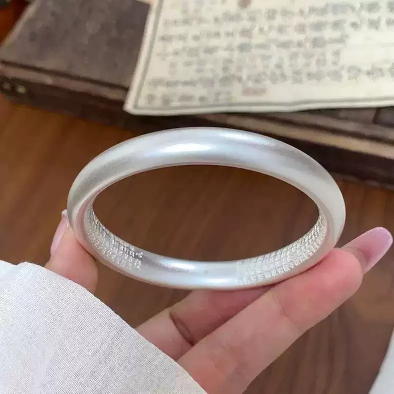 足银手镯 足银999.9时尚精美百搭磨砂简约轮胎手镯