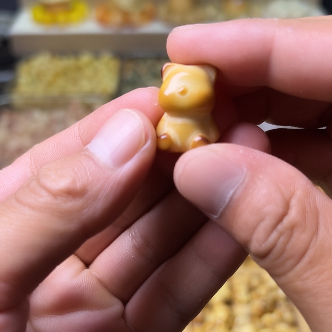 菩提根/象牙果手串5颗炭烧小熊有裂