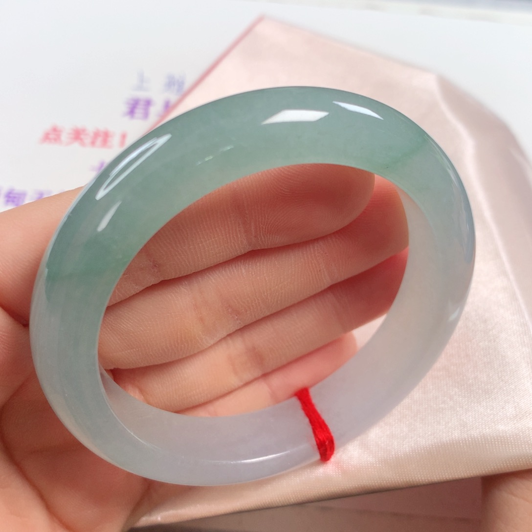 未镶嵌手镯翡翠 正圈242冰湖绿半山水