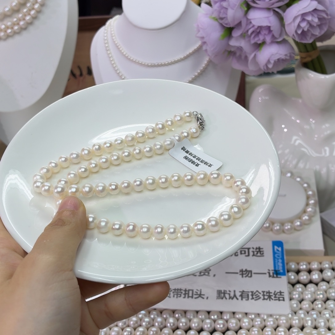 淡水珍珠未镶嵌颈饰6，7mm近正圆