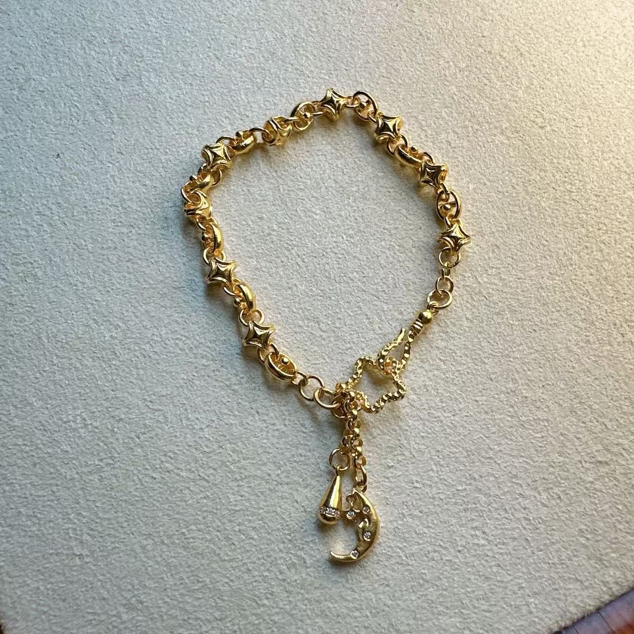999足金星月手链