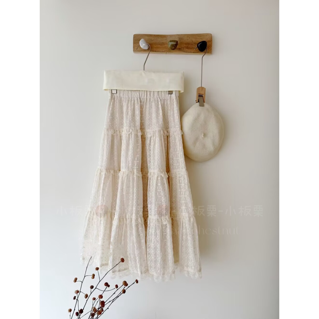 【小板栗精选】“百搭裙裙系列”蕾丝蛋糕木耳边刺绣温柔重工半身裙