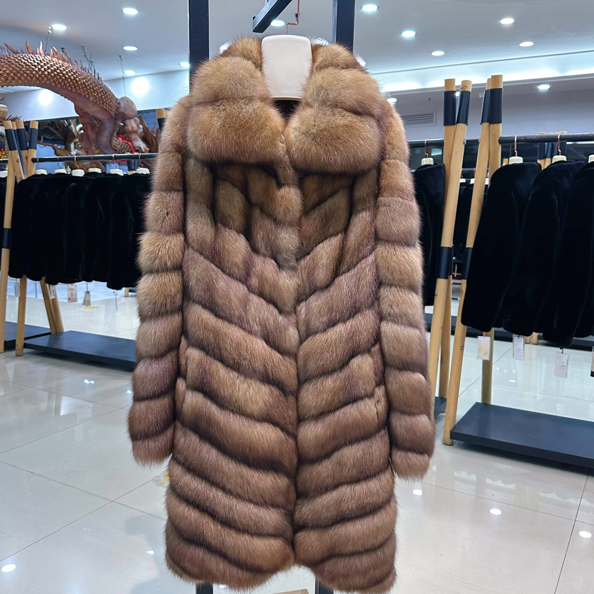 俄罗斯农夫貂貂XP1号色高档皮草裘皮视频保暖外套国际毛毛外套