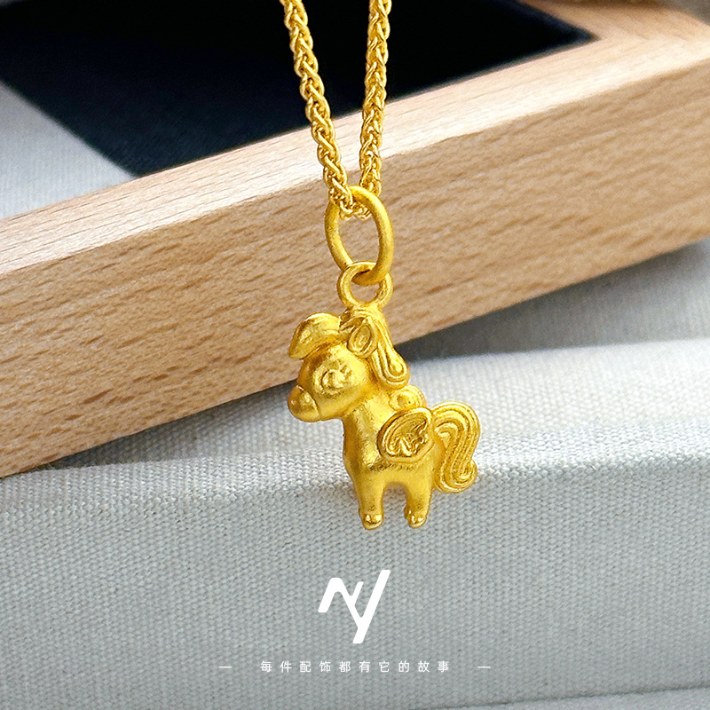 合金项链 纯手工创意高货实心马吊坠