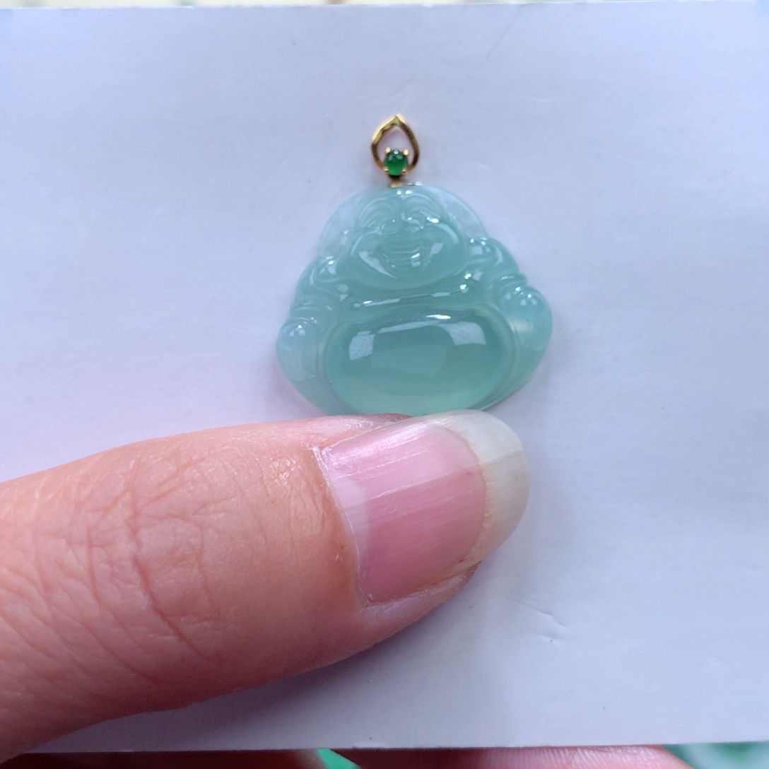 翡翠吊坠(不含链)18K金镶嵌