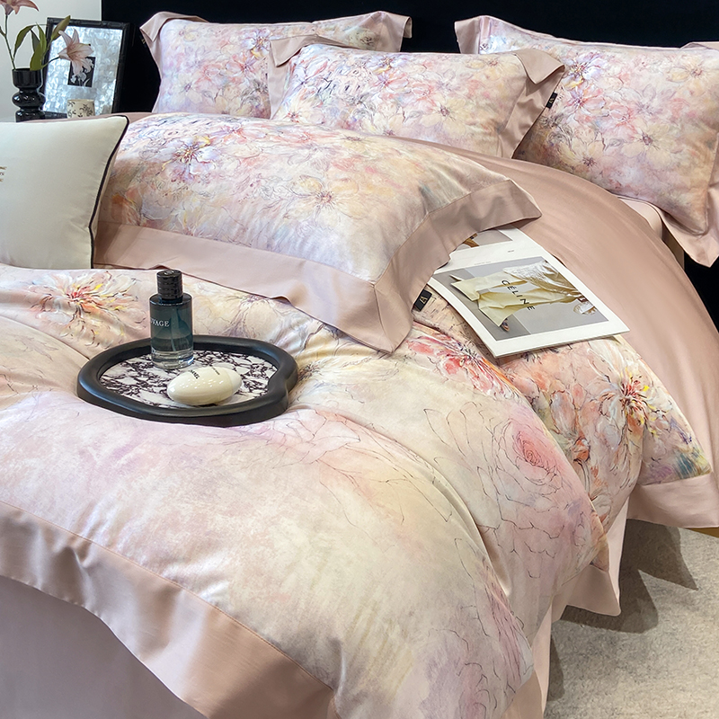 爱丁堡  莱赛尔兰精天丝棉数码印花宽边四件套被套柔软亲肤被罩