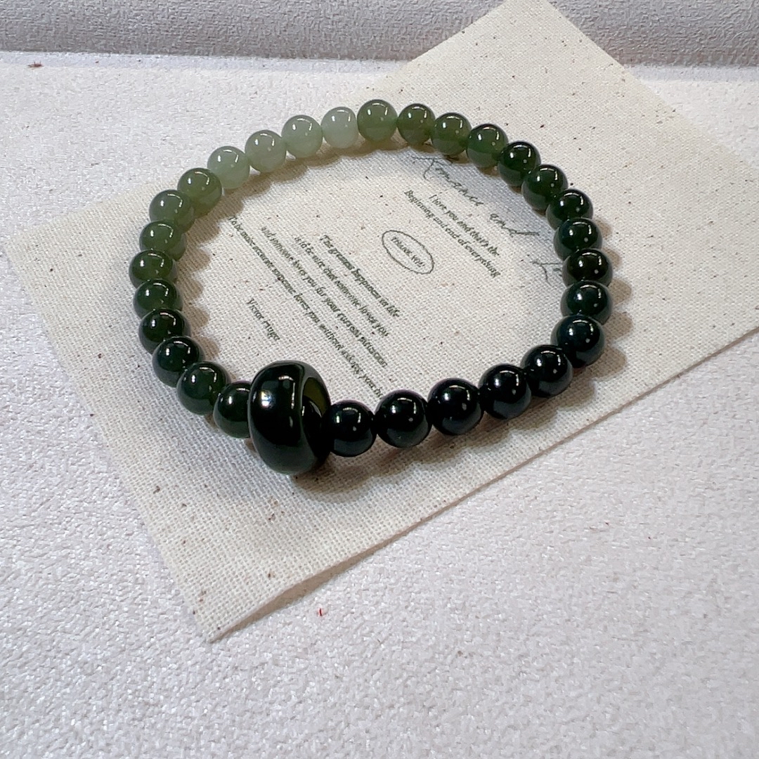 碧玉天然和田玉晴水渐变跑环关关难过关关过女款手串国风A80