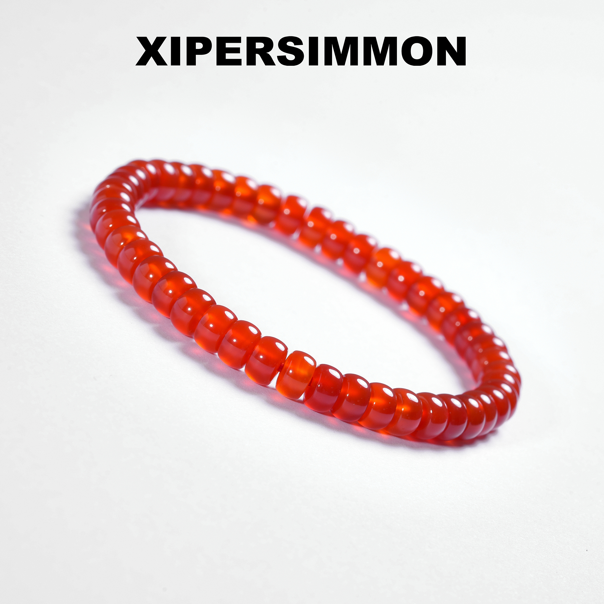 6mm天然红玛瑙手串水红精工直切冰透文玩盘玩叠戴百搭设计款DIY