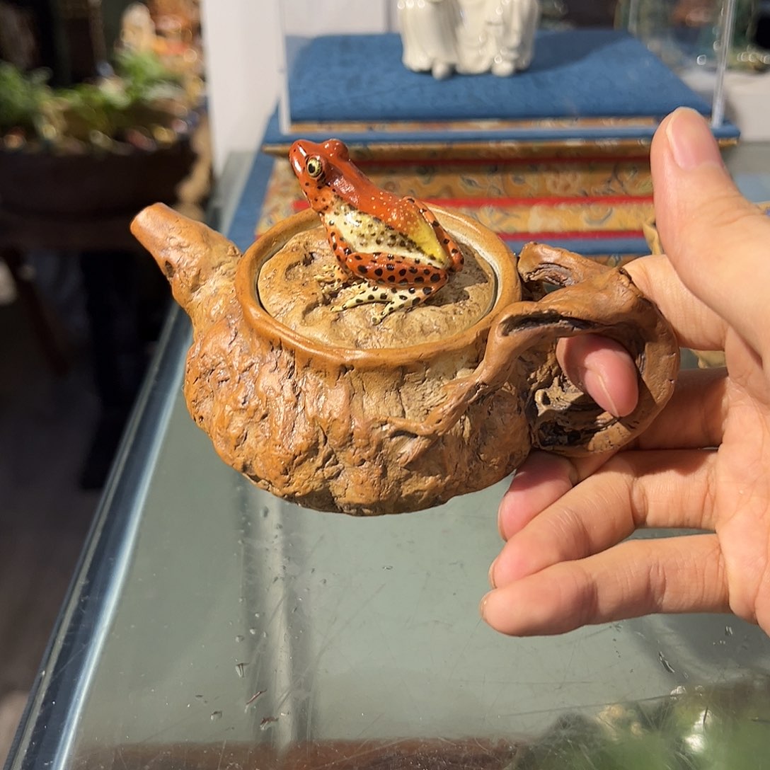 ?茶壶青蛙一物一件纯手工陶瓷