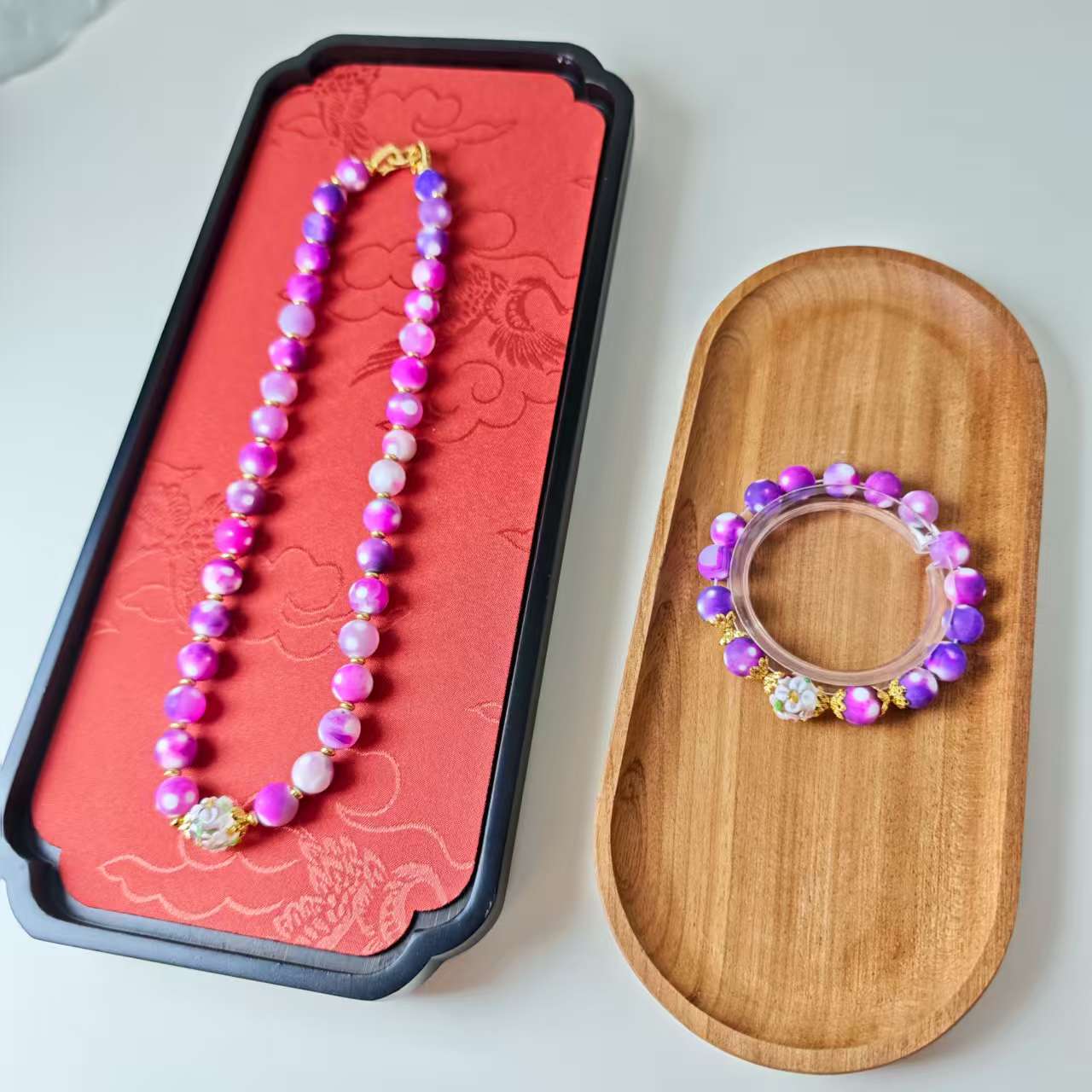 奶盖紫圆珠套装-x553+赠手链s1291-多样性发其一