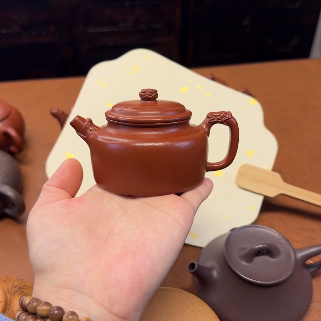 紫砂茶壶龙行德中，小煤窑朱泥，全手工制作，150cc