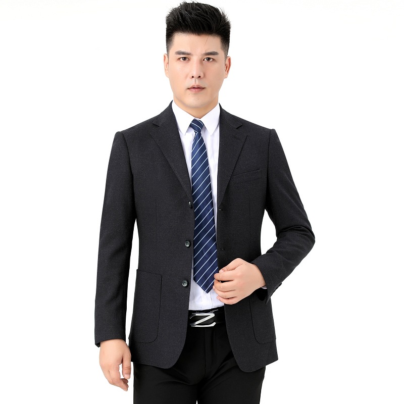 新款冬季男式西装三粒扣羊毛西服中年爸爸装商务休闲中厚单西外套