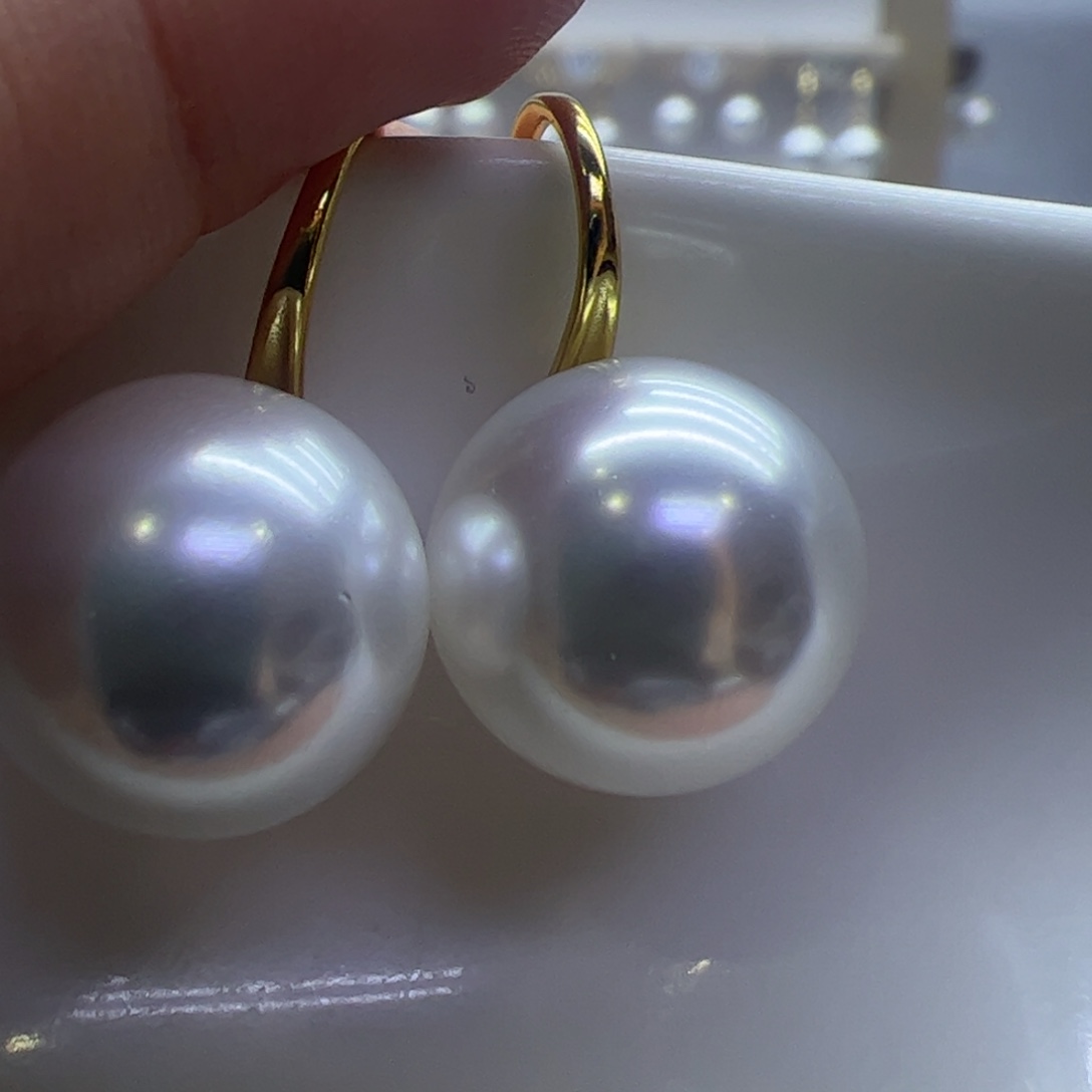 淡水珍珠耳饰18K金镶嵌