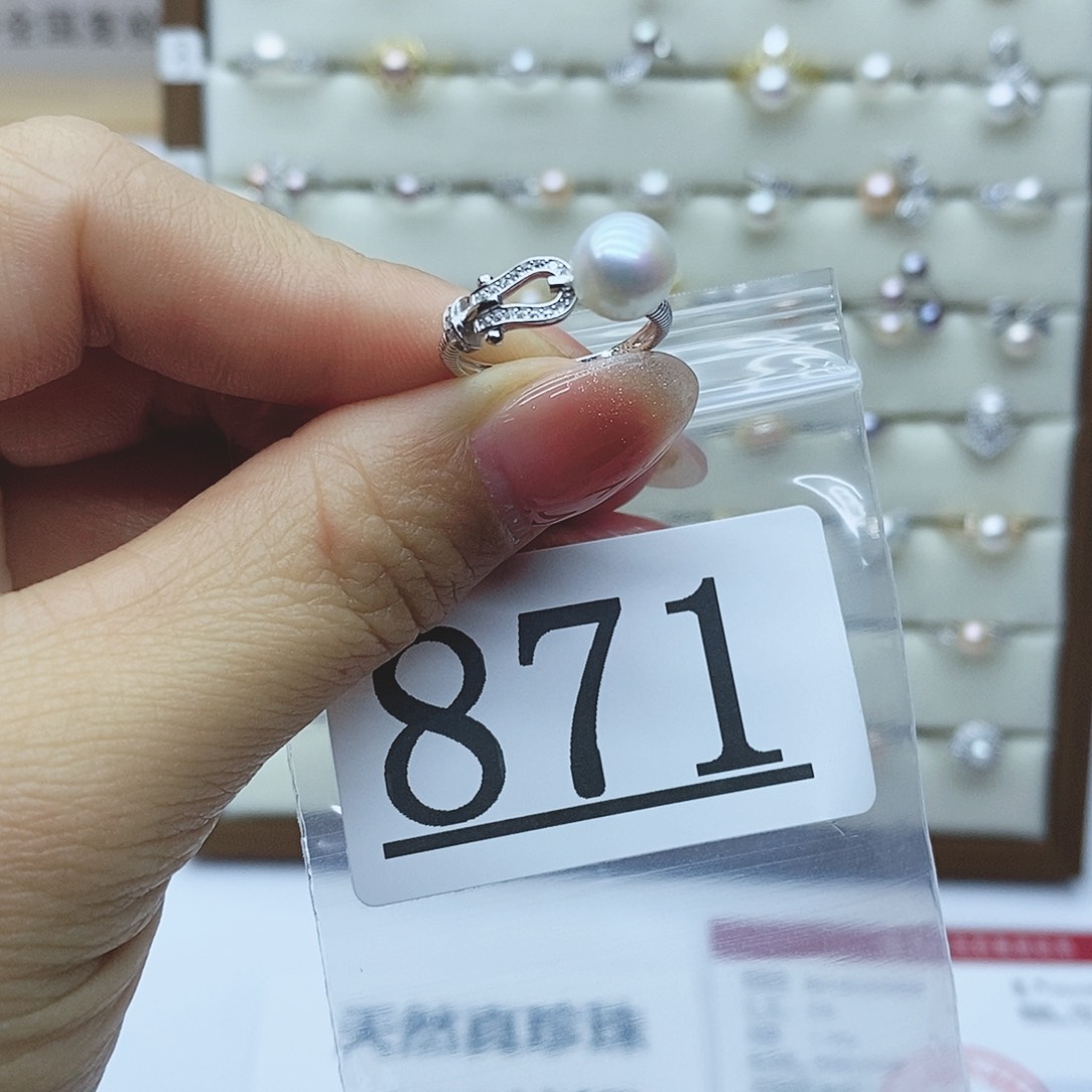 淡水珍珠戒指银S925镶嵌871