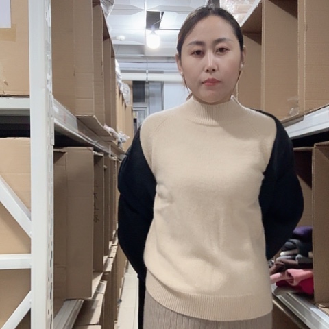 羊绒Xl米色半高领打底衫