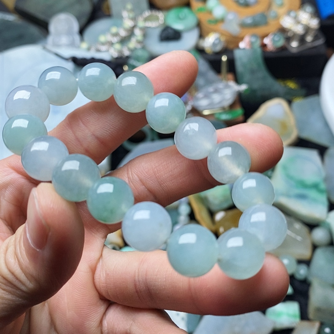 翡翠未镶嵌手链11到12珠子