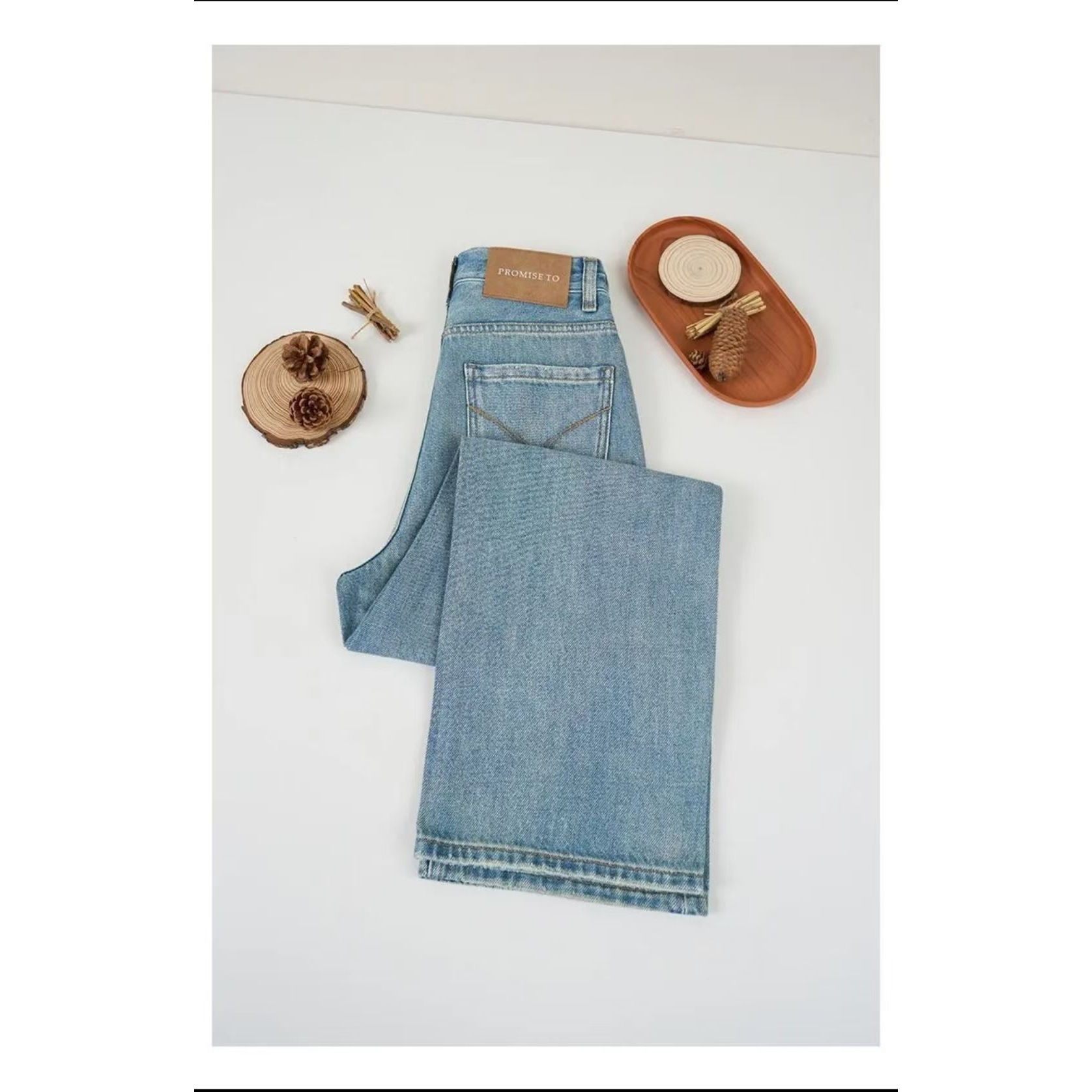 (现货送运费险）2025夏款雾霾蓝窄版阔腿无弹高腰垂感直筒牛仔裤