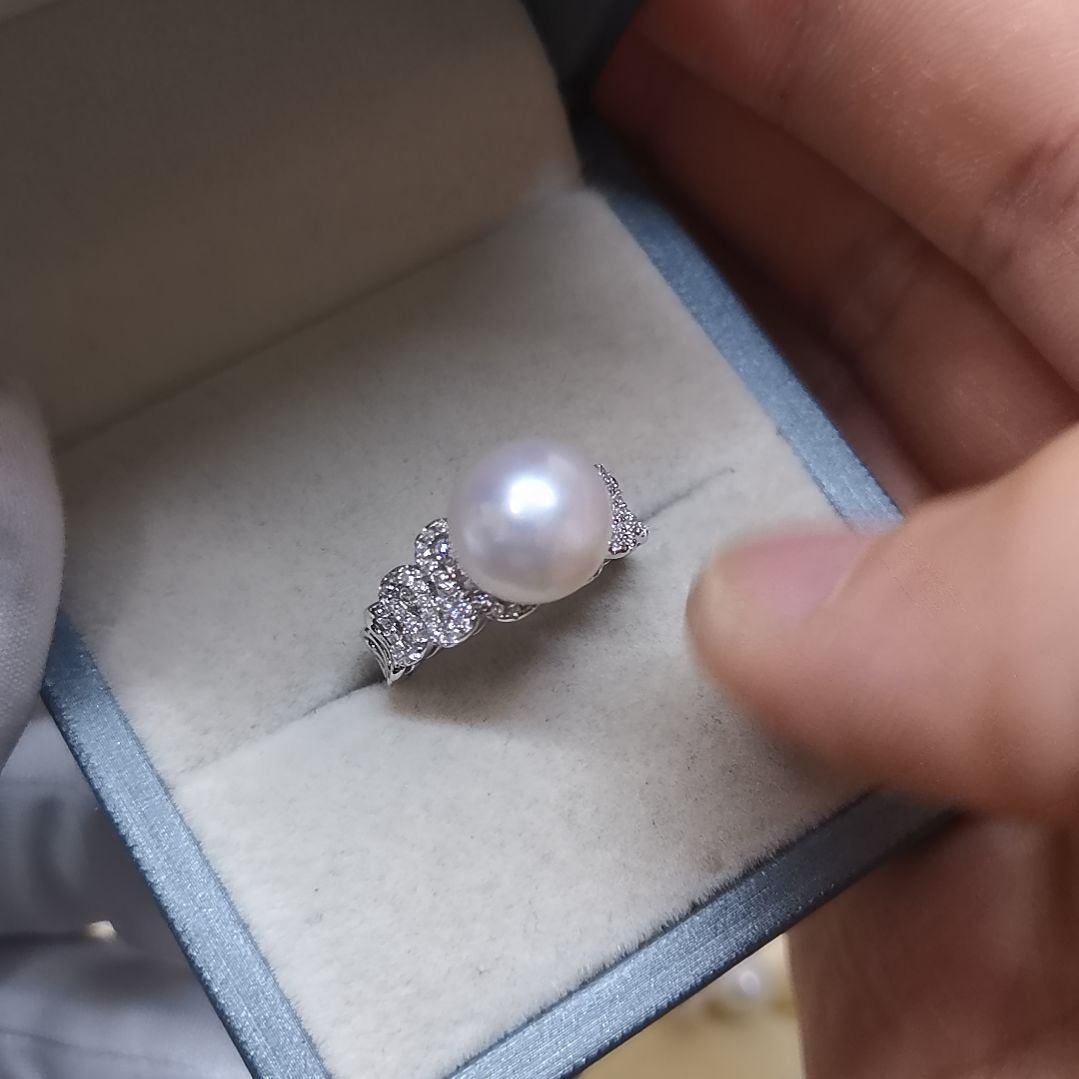 清***清淡水珍珠戒指银S925镶嵌